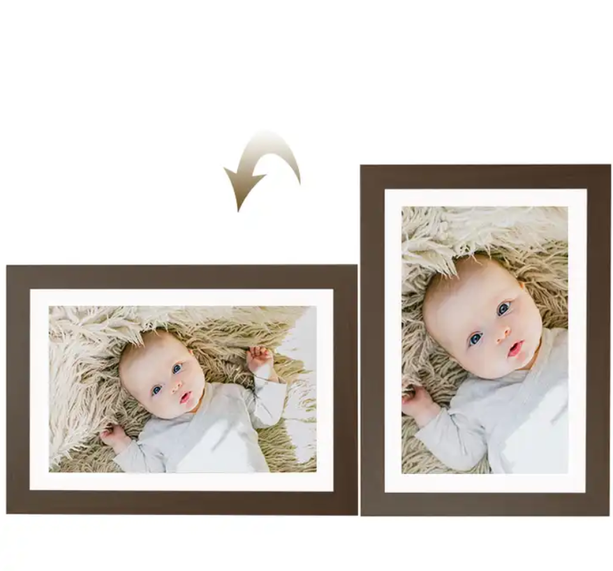 10.1 inch 1080p vertical and horizontal digital photo frame with wooden frame