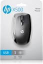 HP x500 Optical Wired USB Mouse - Black