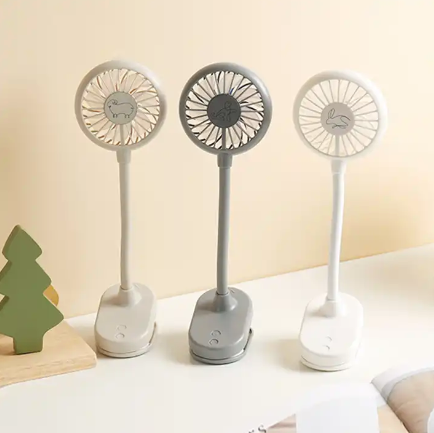 Summer cooling flexible portable personal mini rechargeable battery USB colourful LED light clip fan