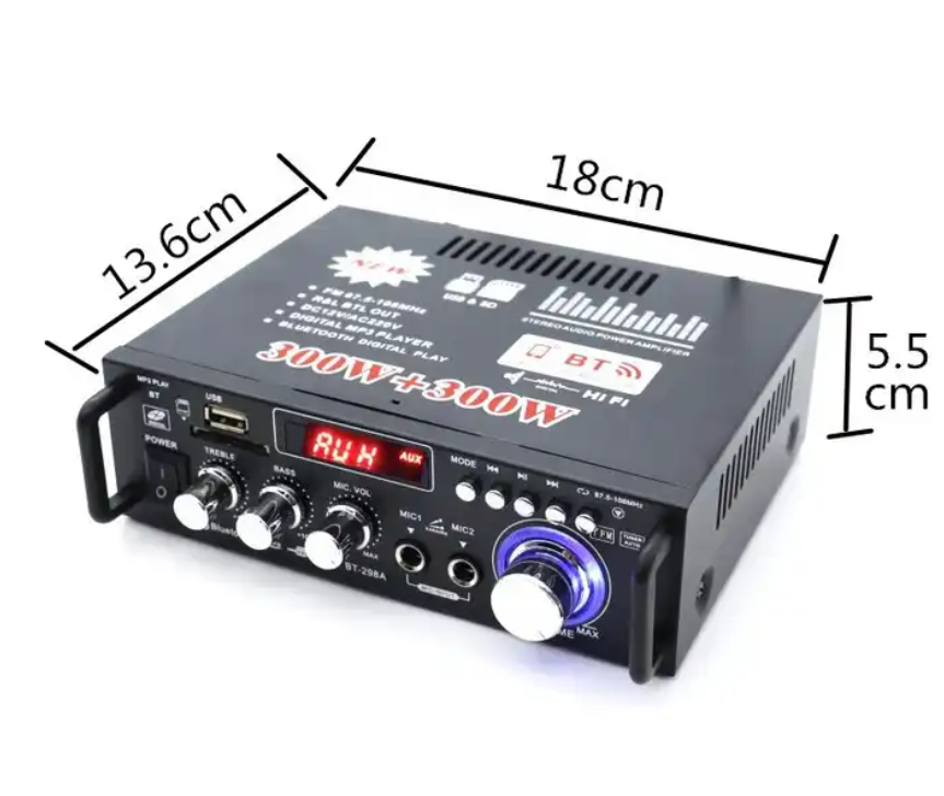 Hifi Mini Blue--tooth Amplifier for MP3 Player with 110V AND 220V Audio Stereo Power FM Radio Support 12V Car Amplifier