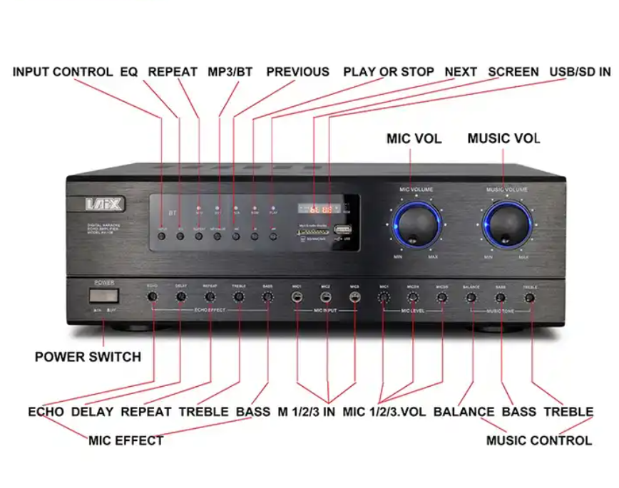 Laix AV-108 Power Audio Hight Amplificador OEM ODM Home Amp Professional Karaoke Amplifier