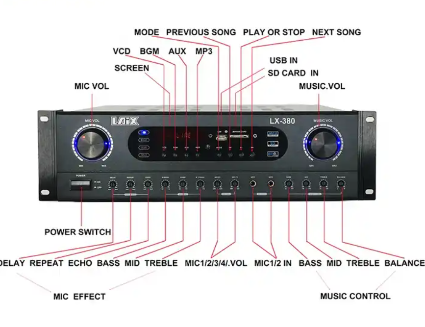 Lx-380 Amplifier Hi-End Best Karaoke Powered Tooth Blue Stereo Brand Name Power Signal China Amplifiers