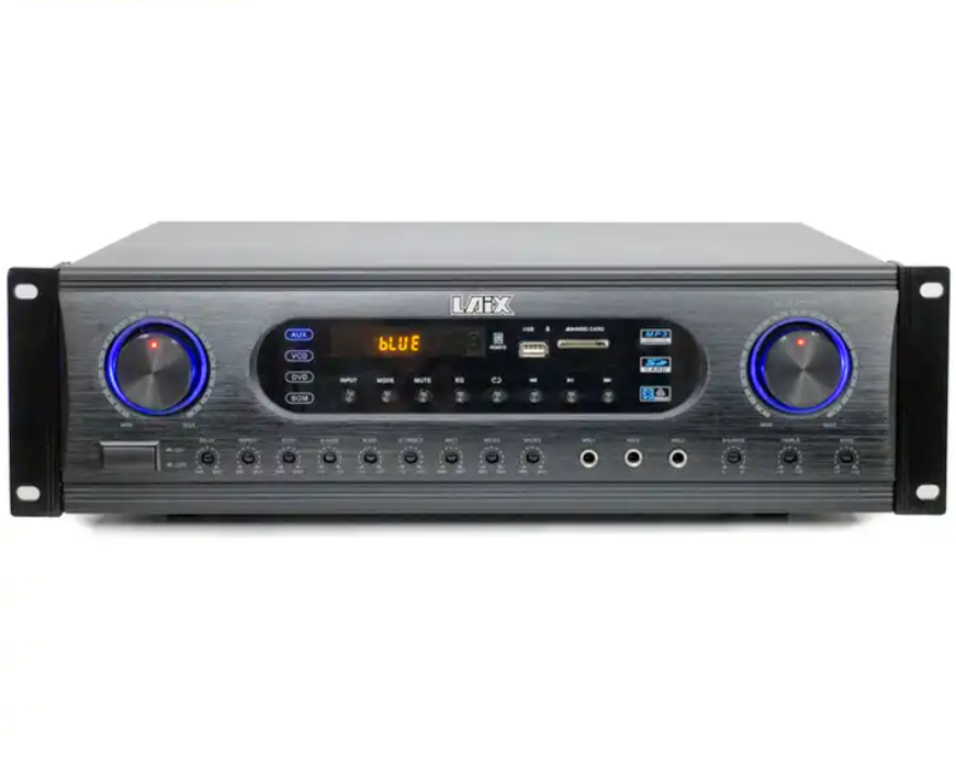 LX-390 Professional Broadcast Amplifier 200W 8 Ohm 2 Channels support BT USB SD FM MIC with Coaxial and optical input