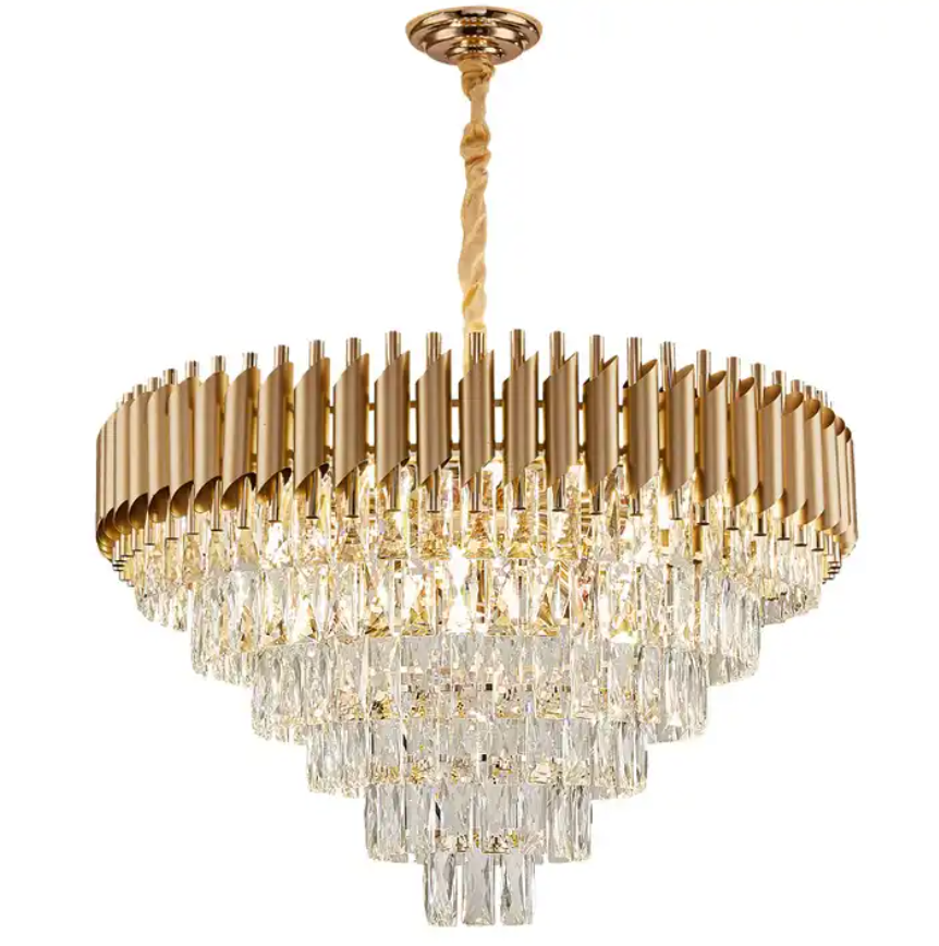 Round indoor luxury ceiling chandelier black gold LED home modern crystal Chandeliers & Pendant Lights