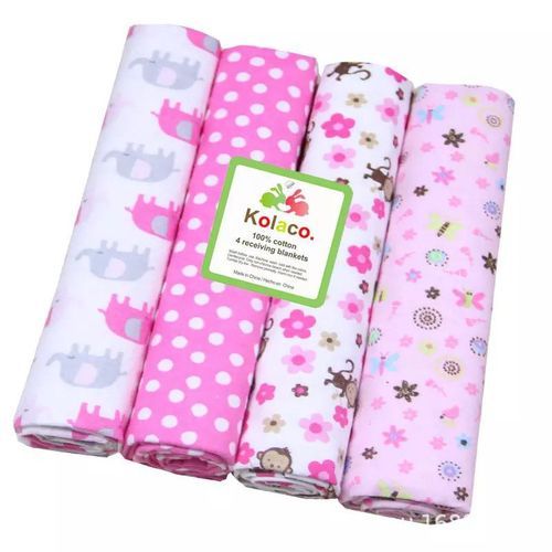 4Pcs Baby Receiving Bedsheets -Multi coloures