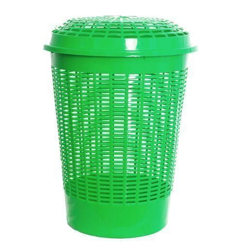 Plastic Laundry Basket With a Lid - Green