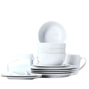 Set Of 6 Dinner Plates Side Plates Soup Bowls And Cups - White