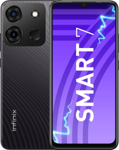 INFINIX SMART 7 PLUS 4G ( 64GB ROM, 3GB RAM , 6.6" SCREEN , 6000mAh BATTERY , 13MP, Black)