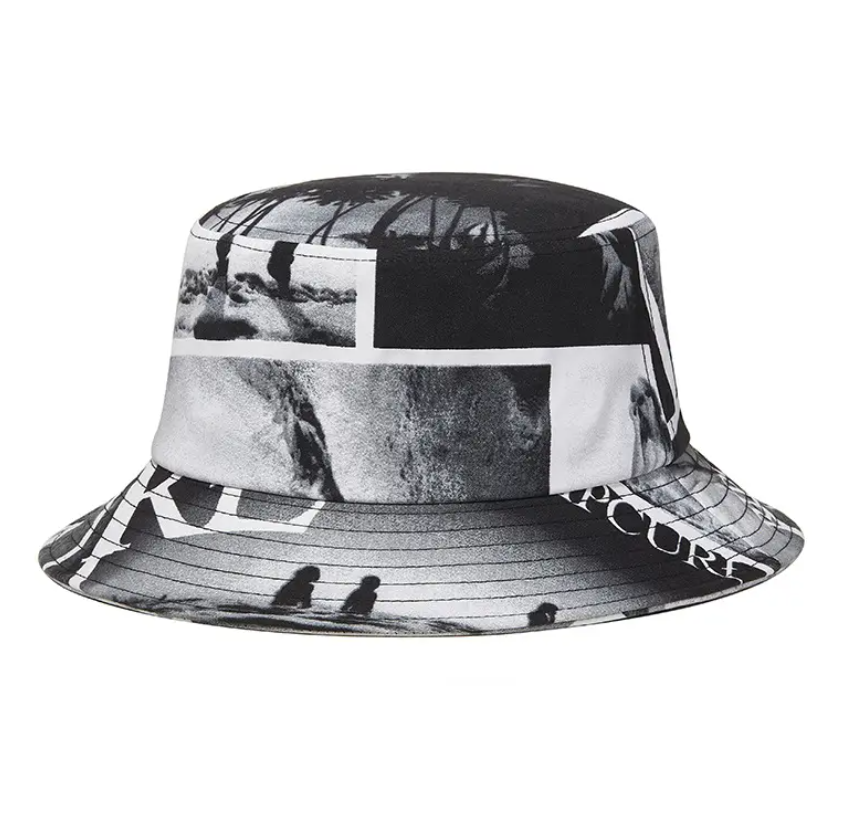 Printed Fishing Hats , Foldable Custom Sun Hat Cotton Bucket Hats