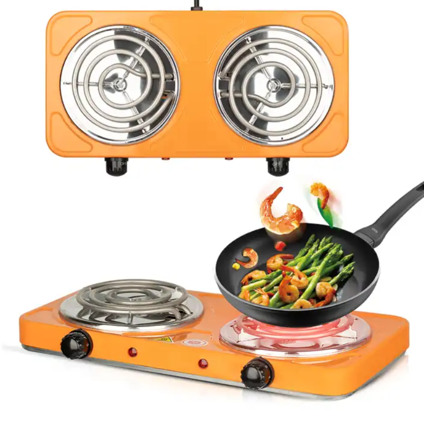 Home 100W+1000W Countertop Double Burner Coil Hotplate Cooking Stove Electric Hot Plates