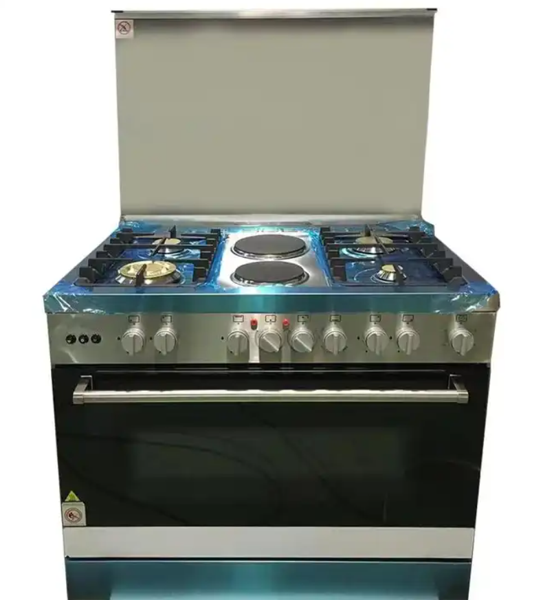 OEM Design 4 Burners and 2 Electronic hot plates free standing commercial kitchen gas range stove cooker with oven grill