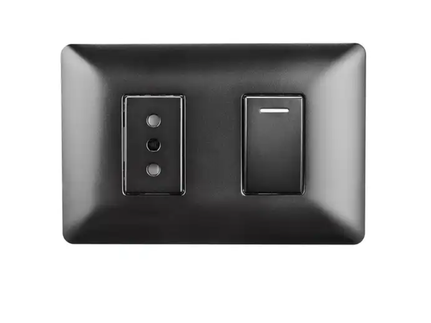 AM2227.3W.FMBK AM Series Full Matte Black Z&A ZA electrical wall switch and socket