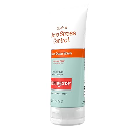 Neutrogena Oil-Free Acne Stress Control Power-Cream Face Wash with 2% Salicylic Acid Acne Treatment Medication 6 fl. oz