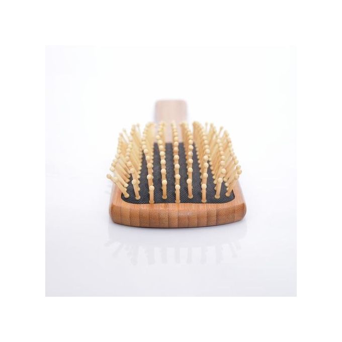 Square Handle Natural Bamboo Wood Hair Brush With Round Pins