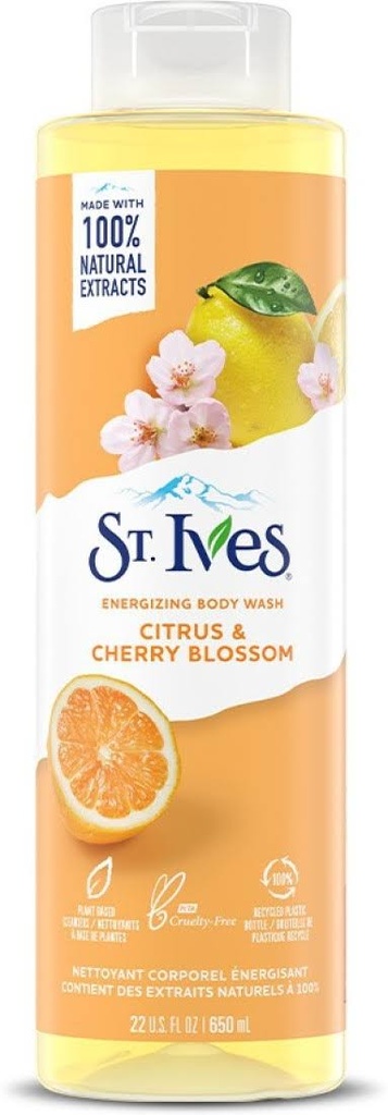 St Ives Energizing Body Wash Citrus & Cherry Blossom 22OZ/ 650ml