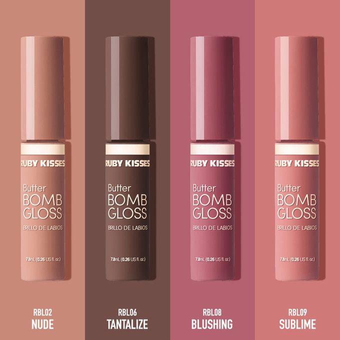 Ruby Kisses Lip Gloss Butter Bomb Gloss Non-Sticky Lip Gloss Vitamin E Natural Nude Lip Makeup - 7.8mL