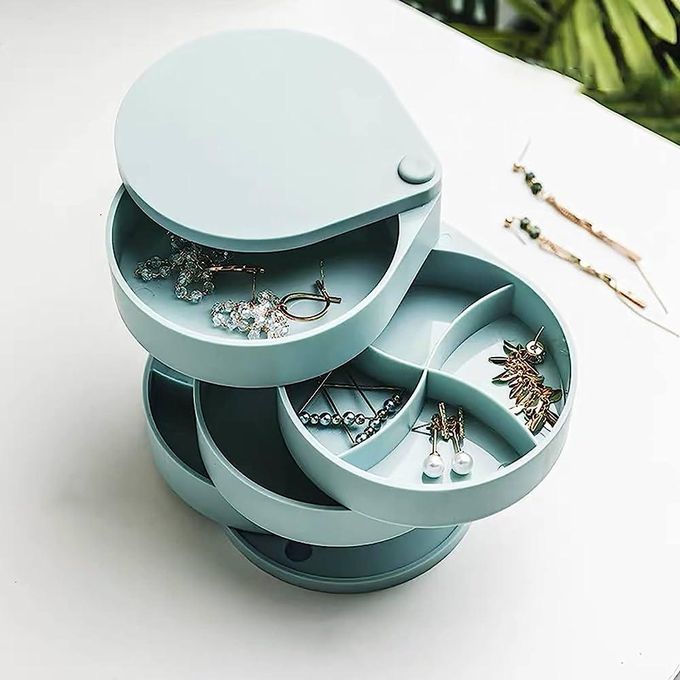 Jewellery Box Jewellery Box Organiser Mini Cylindrical Storage Box,Four-layer Design,360°Rotation,Storage Box For Earrings,Necklaces,Bracelets And Rings