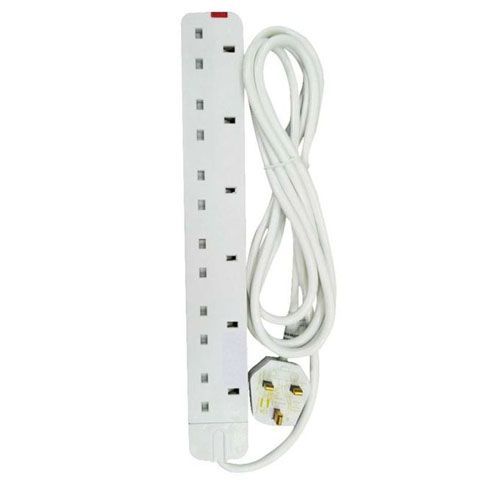 6 Way Extension Cable - White