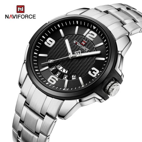 Stainless Steel Waterproof Dated Watch - Silver