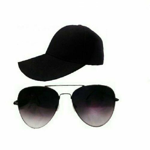 Bundle of a black cap and black sunglasses