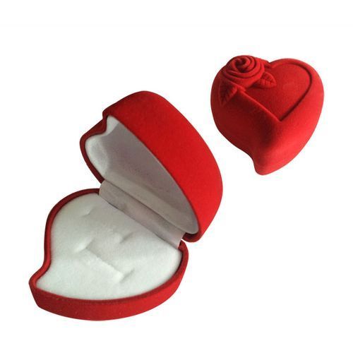 Heart Shaped Engagement Ring Box - Red