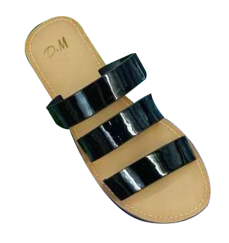 Ladies' Pat Slip On Sandals - Black