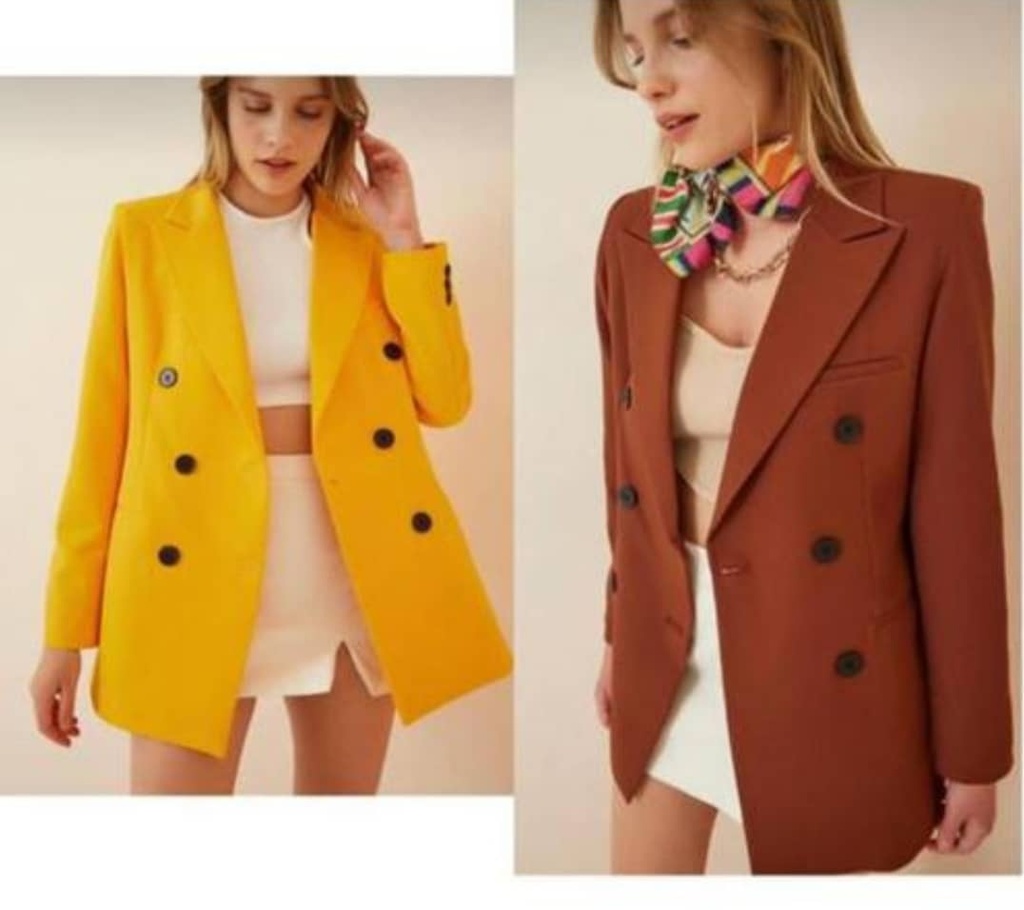 Ladies Blazers Jacket - Yellow/Brown