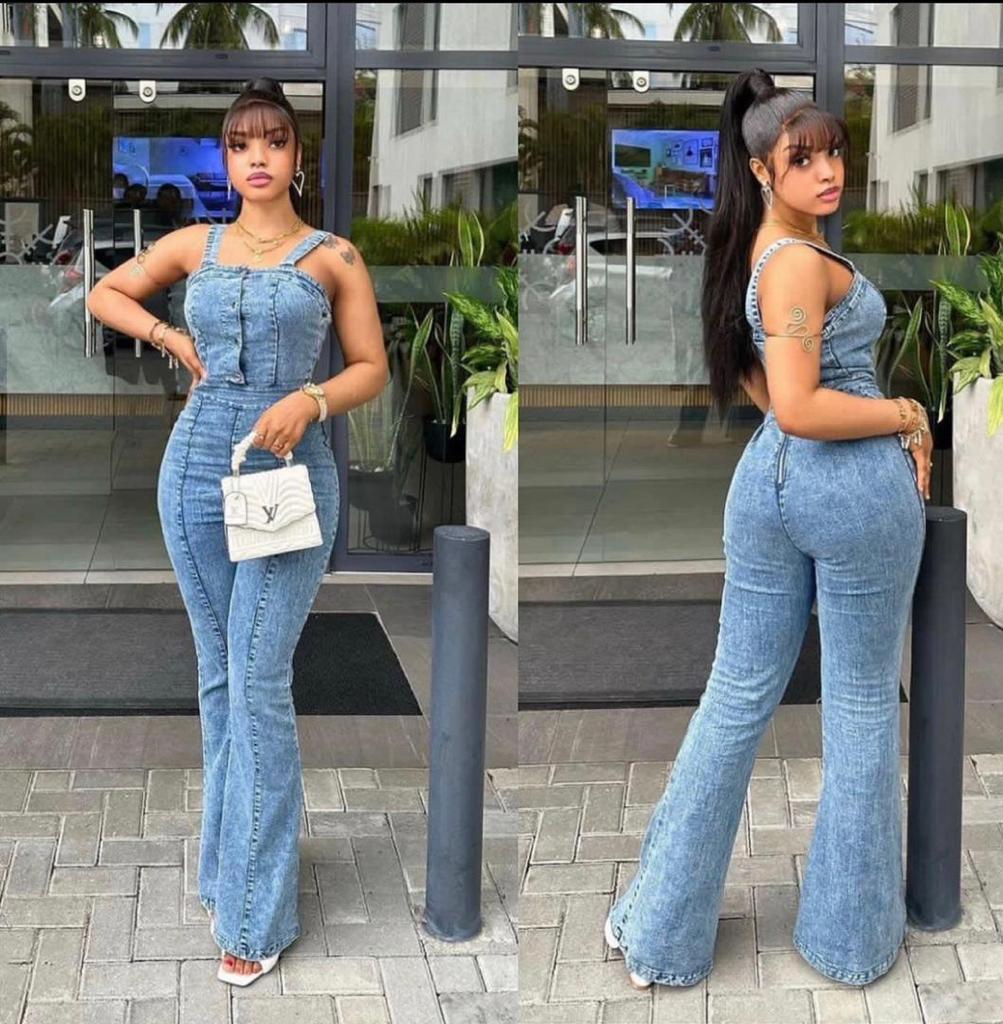 Women's Sexy Sleeveless Denim Jumpsuits One Piece Stretchy High Waist Button Bodycon Rompers Clubwear