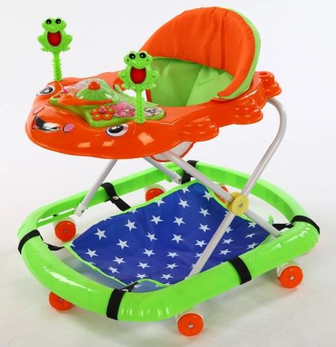 2022 NEW ROBOT Baby walker 2 IN 1 WITH PUSHER CANOPY KL002 - green