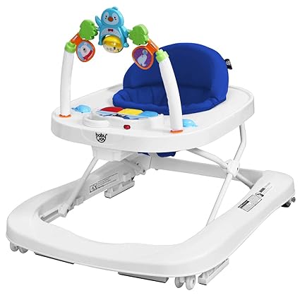 ROBOT Baby Walker 2 IN 1 WITH PUSHER CANOPY KL002 - White