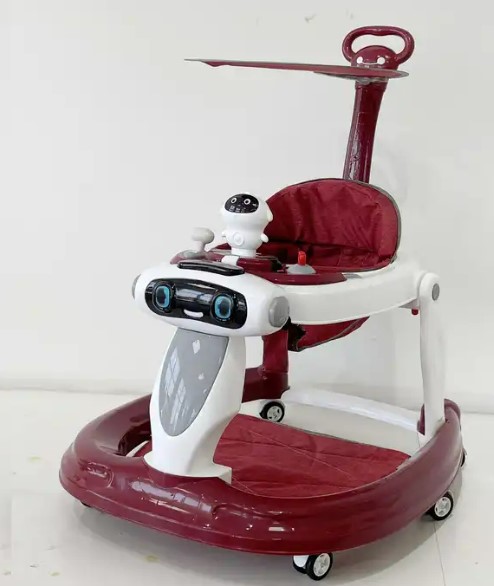 2026 NEW ROBOT Baby Walker 2 IN 1 WITH PUSHER CANOPY KL002 - Red