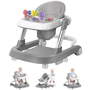 2028 NEW ROBOT Baby walker 2 IN 1 WITH PUSHER CANOPY KL002 - grey