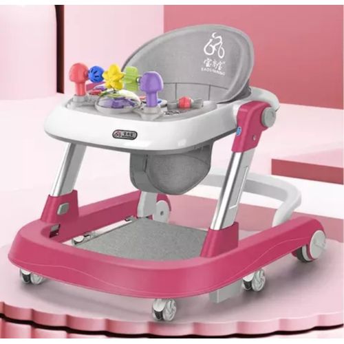 2021 NEW ROBOT Baby walker 2 IN 1 WITH PUSHER CANOPY KL002 - pink