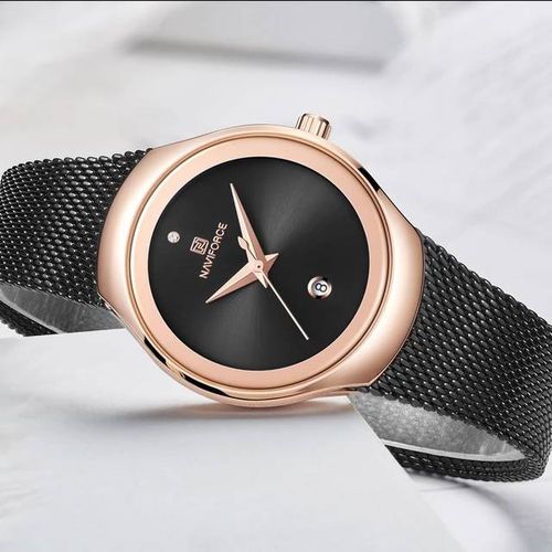 Naviforce ladies analog dated Watch - Black,Gold