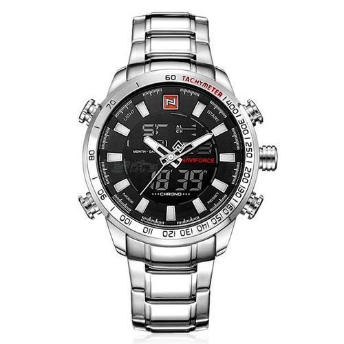 Naviforce Stainless Steel Dual Watch - Silver