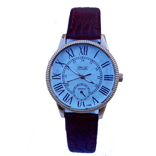 Liba Ladies Analog Leather Quartz Watch - Maroon