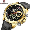 Waterproof Dual Mens Stylish Formal Watch - Black , Gold