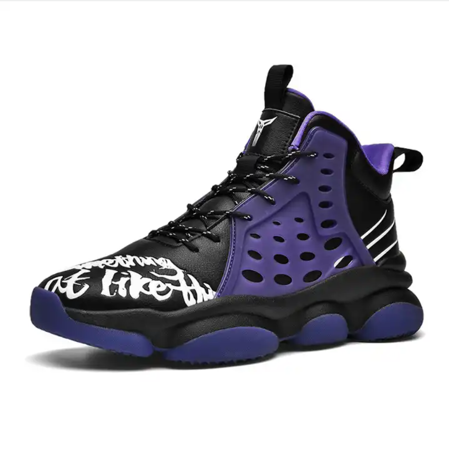 High-top Men's Basketball Shoes Wear-resistant Non-slip Basketball Sneakers , Graffiti Fashion Sports Shoes