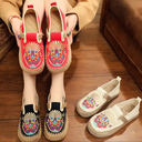 New Cloth Ethnic Style Embroidered Round Head Lazy Slip-on Casual Shoes