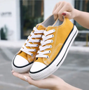 Women Low Cut Vulcanized Sneakers Flat Plain Canvas Shoes