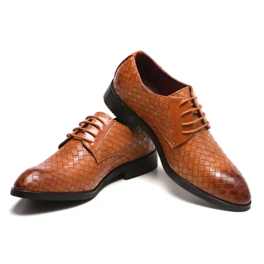 Men Plaid PU Leather Shoes