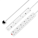 UK standard 6 outlet 3m cable extension socket multifunctional multi plug electric smart overload protection power strip