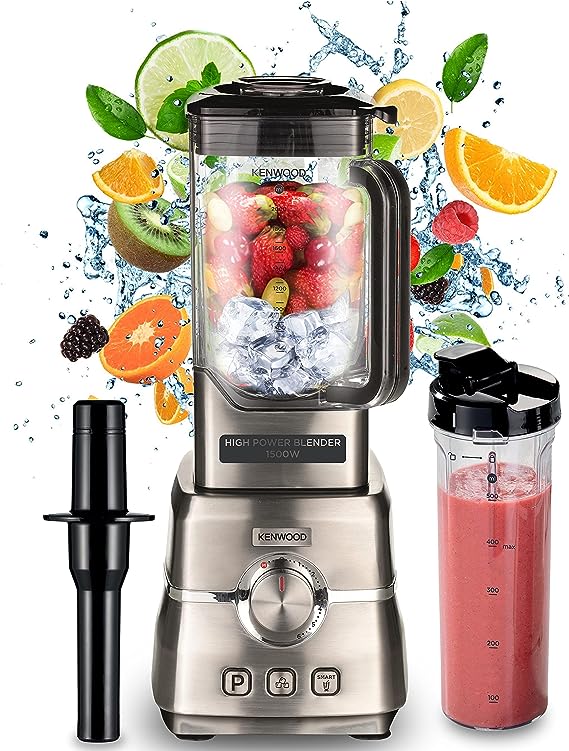 KENWOOD BLM91.640SS/1500W+6Speed+3Liters Glass Jug+To Go Bottle+ Ice Crushing