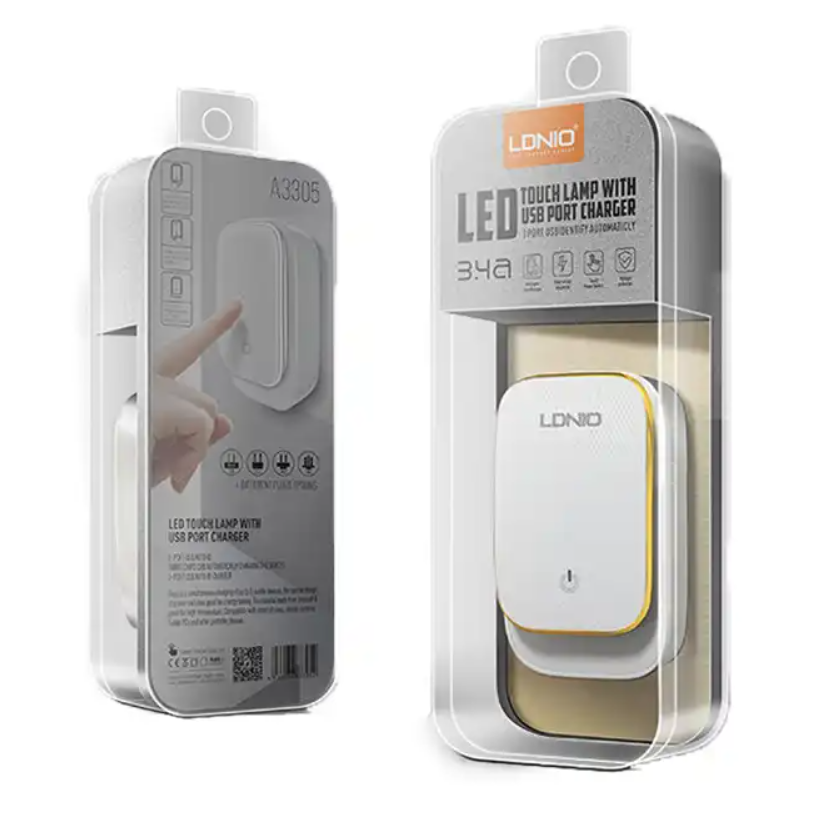 LDNIO Original 3-Ports 3.4A Fast Charging Portable USB Phone Charger with LED Night Light