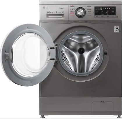 LG Steam Washing Machine with Knob 9KG Front Loader - Silver