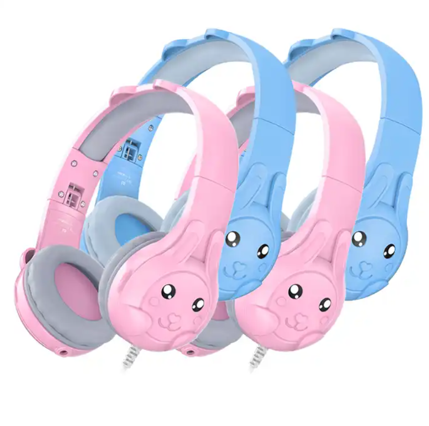 Museeq High Quality Children's Professional 85Db Limited Earphone Online Study 3.5mm Kids Headphones Cute Pink Wired Headset