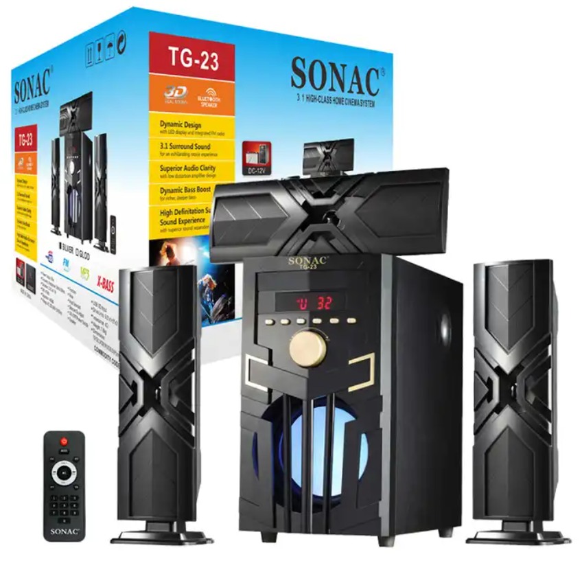 SONAC TG-23 New Wireless Connection Smart Phone Support AC/DC Power USB SD Card FM Radio 3.1 Home Theatre Speaker