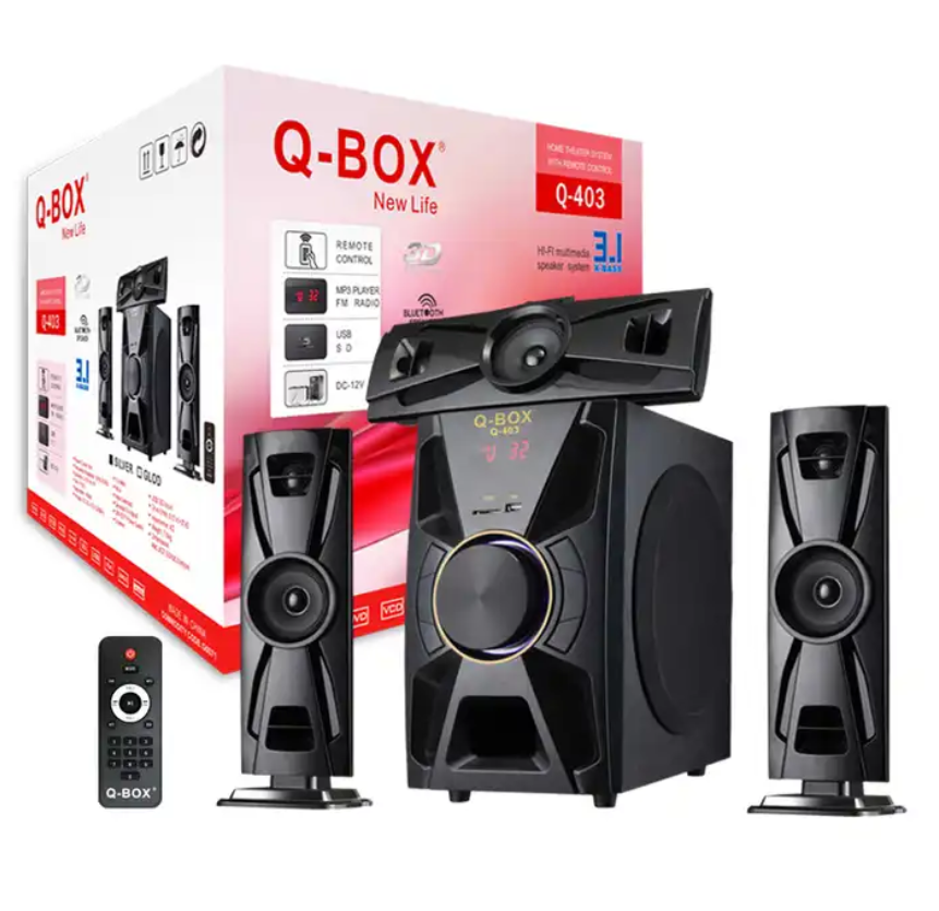 Q-BOX Q-403 New 3.1 ch home theater speaker 1000 handbag speaker sound amplifier device