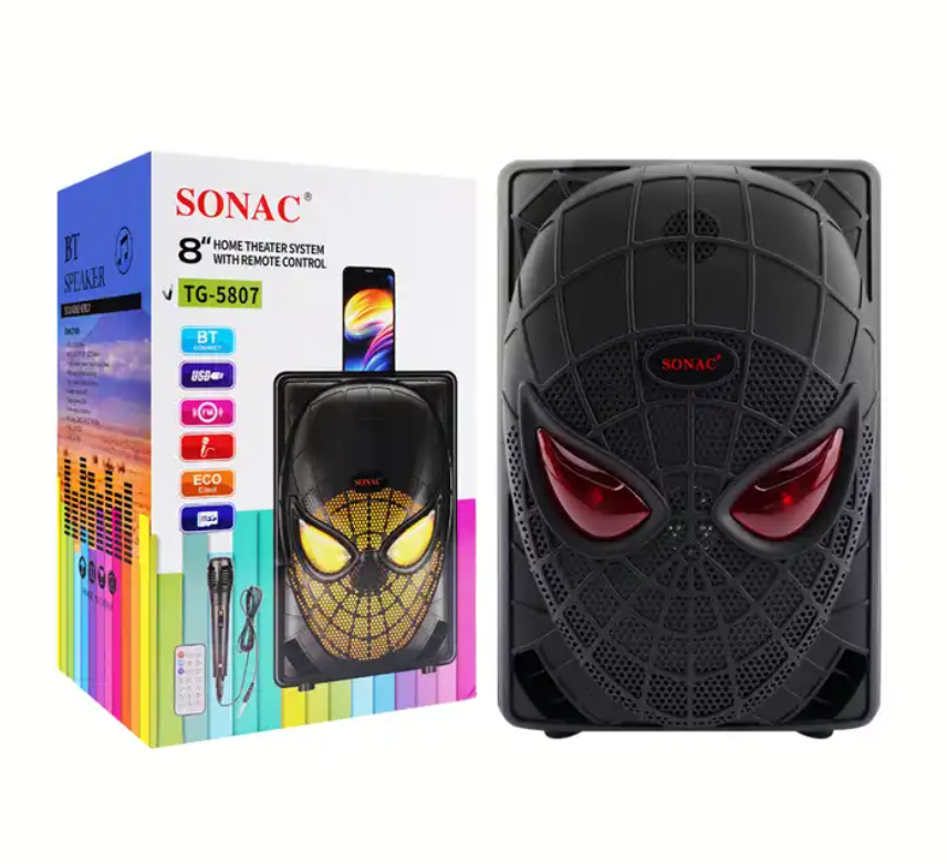 SONAC TG-5807 Professional Audio 8" Sound Box Karaoke Sets Active Party Speaker Mic+FM+ECHO +TWS speaker