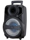 Portable Wireless Party Speaker: Shimmering LED Lights, 8" Driver + Tweeter, Karaoke Microphone, Carrying Handle, Remote